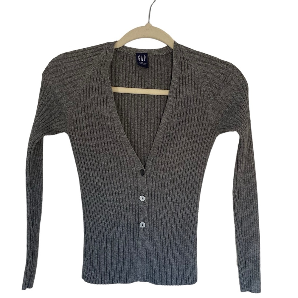 GAP Gray Ribbed Women's Cardigan